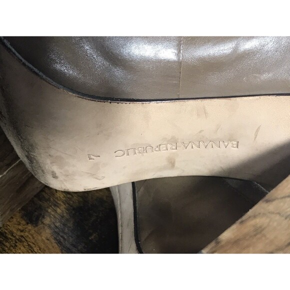 Banana Republic Heels Womens 7 Brown Taupe Leather Suede Open Toe Pump Office - Picture 10 of 10